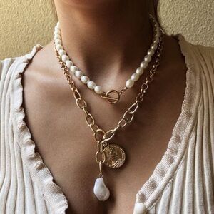 Layered Gold with pearls Necklace
